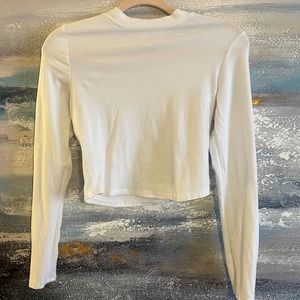 Turtle Neck Cropped Long Sleeve Tee